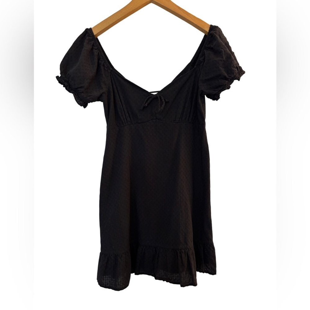 Black Puff Sleeve Fit and Flare Dress